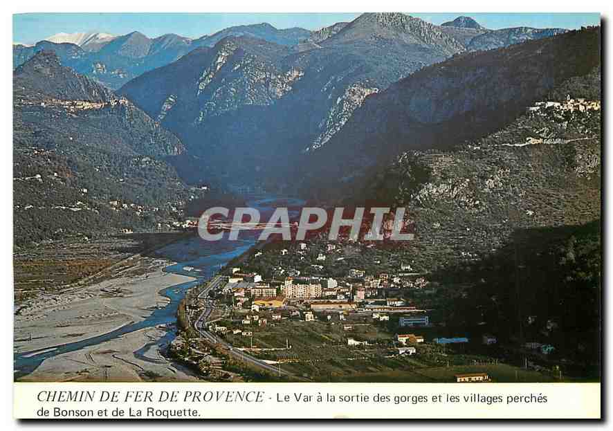 CPM Le Var a la sortie des gorges et les villages perches de Bonson et de la Roquette
