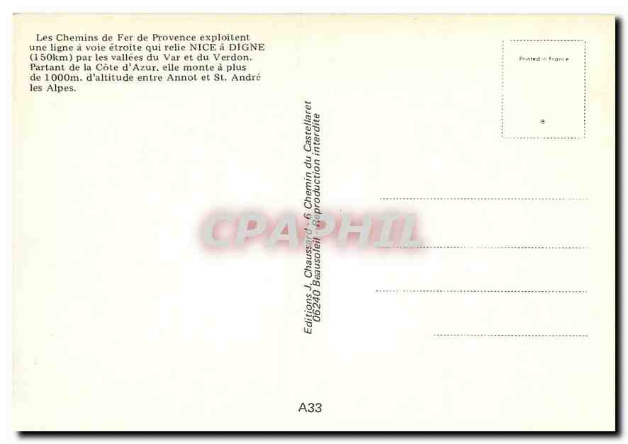 CPM Train de marchandises dans le defile du Var — Verso