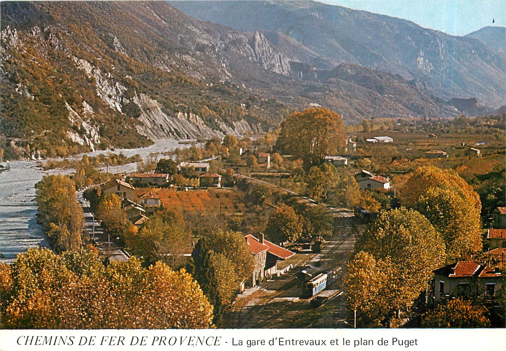 CPM La gare d'Entrevaux et le plan de Puget