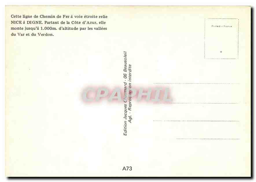 CPM Annot - Le village et la gare en hiver — Rückseite