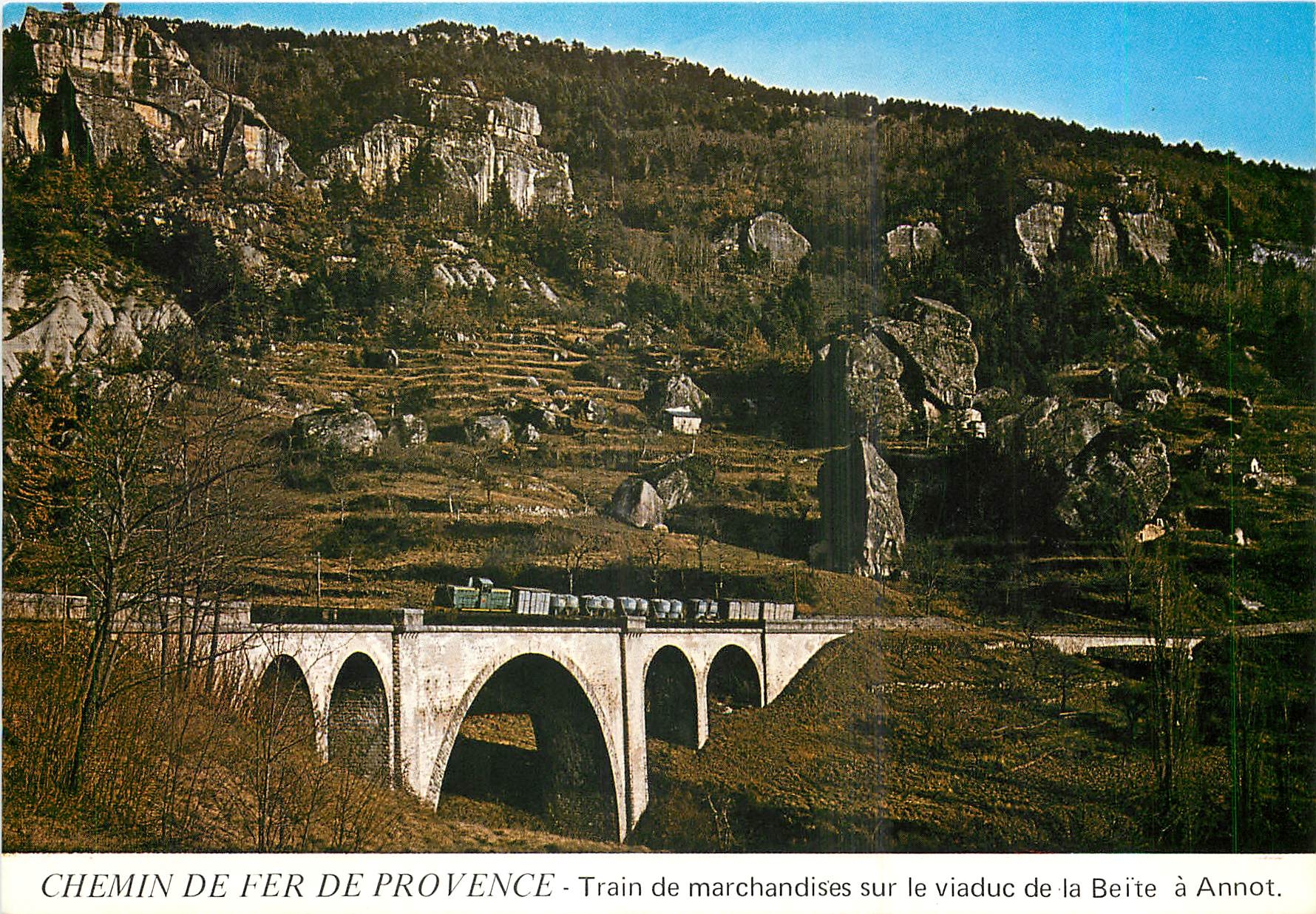 CPM Train de marchandises sur le viaduc de la Beite a Annot