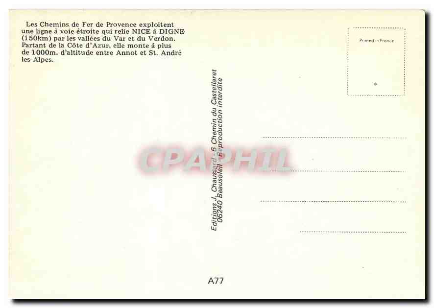 CPM Train de marchandises sur le viaduc de la Beite a Annot — Verso