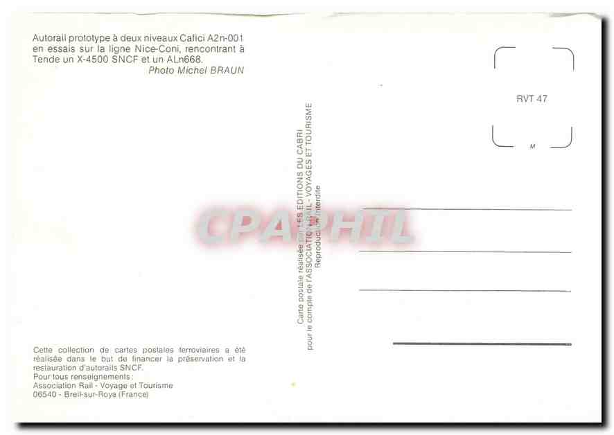 CPM Autorail prototype a deux niveaux Cafici A2n-001 — Verso