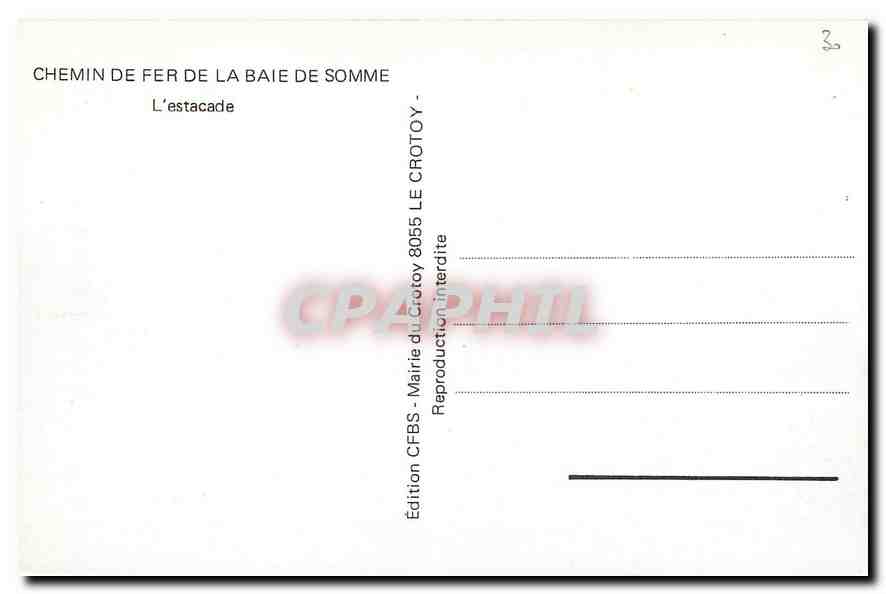 CPM Chemin de Fer de la Baie de Somme L'Estacade — Verso