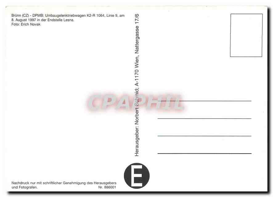 CPM DPMB Umbaugelenktriebwagen K2-R 1064 Linie 9 am August 1997 in der Endstelle Lesna — Verso