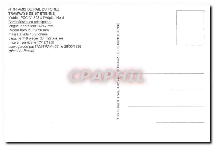 CPM Motrice PCC No. 503 a l'Hopital Nord — Verso