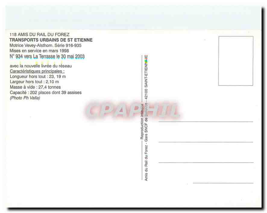 CPM Motrice Vevey-Alsthom Serie 916-935 — Verso