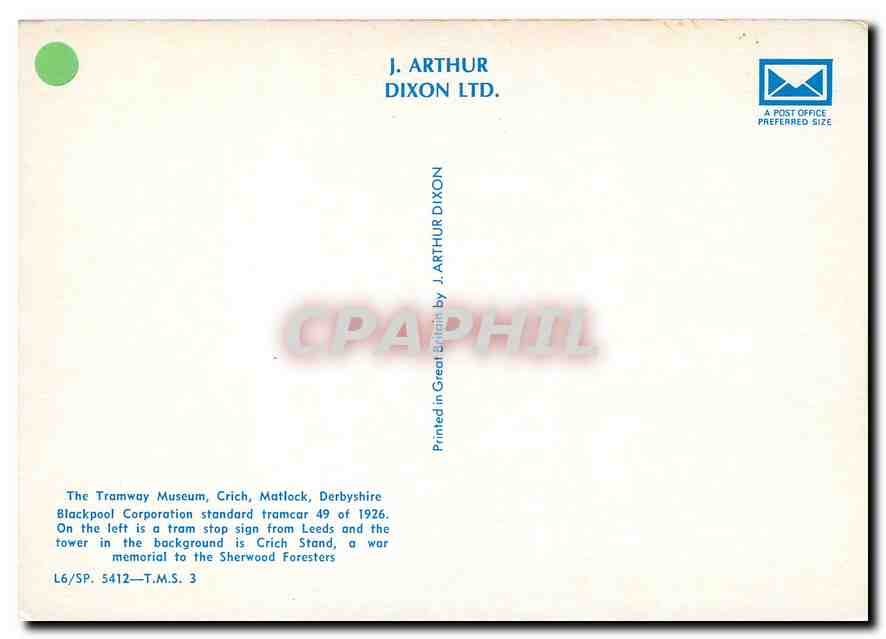 CPM Blackpool Corporation standard tramcar 49 of 1926 — Verso