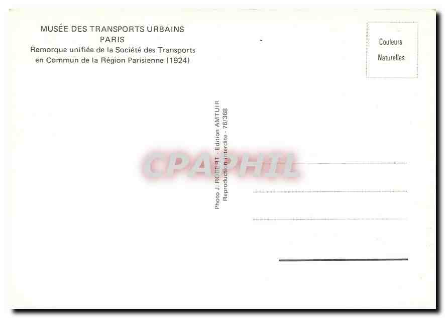 CPM Remorque unifiee de la Societe des Transports en Commun de la Region Parisienne (1924) — Verso