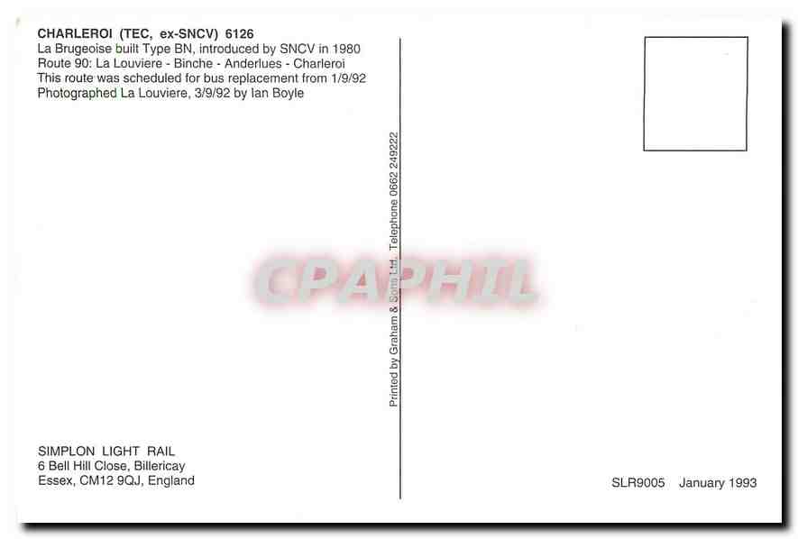 CPM Charleroi 6126 — Verso
