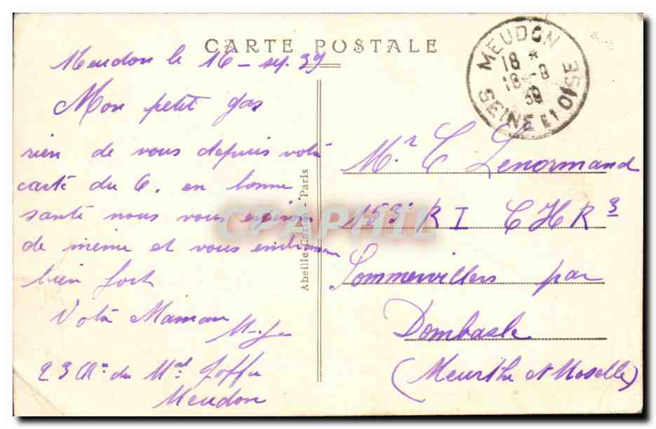 Meudon CPA Groupe scolaire Paul Bert — Rückseite