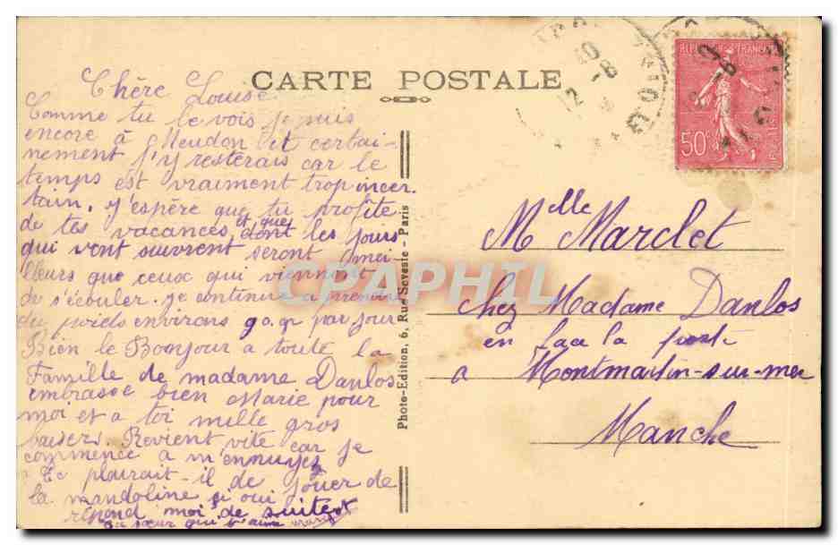 Bois de Meudon CPA l'etang de Trivaux — Rückseite