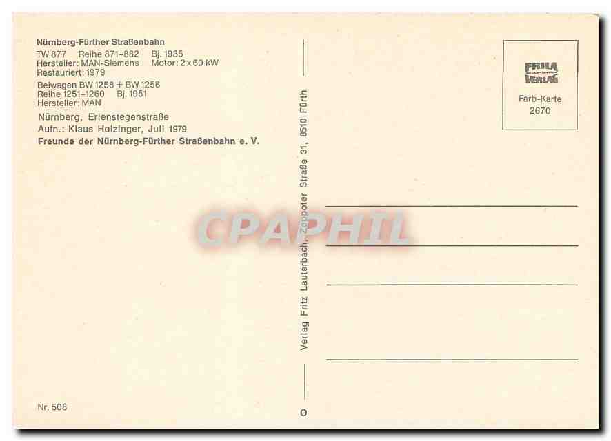 CPM Numberg-Further StraBenbahn — Verso