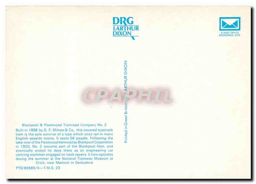 CPM Blackpool & Fleetwood Tramroad Company — Verso