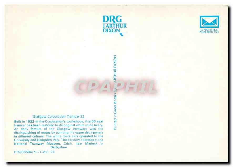 CPM Glasgow Corporation Tramcar — Verso