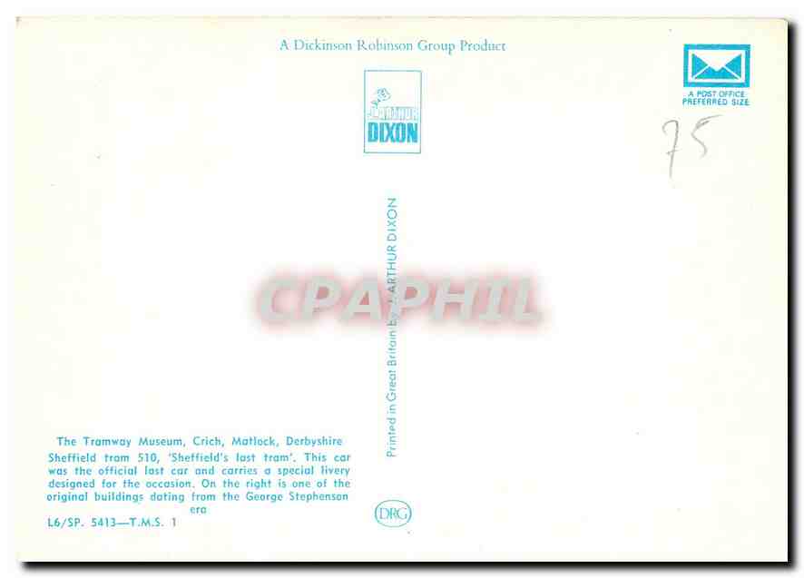 CPM The National Tramway Museum  Crich  Maltock  Derbyshire — Verso