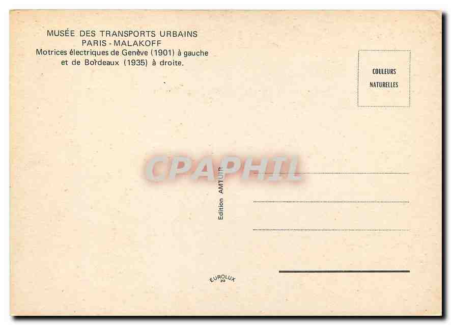 CPM Musée des transports urbains  Paris - Malakoff — Verso