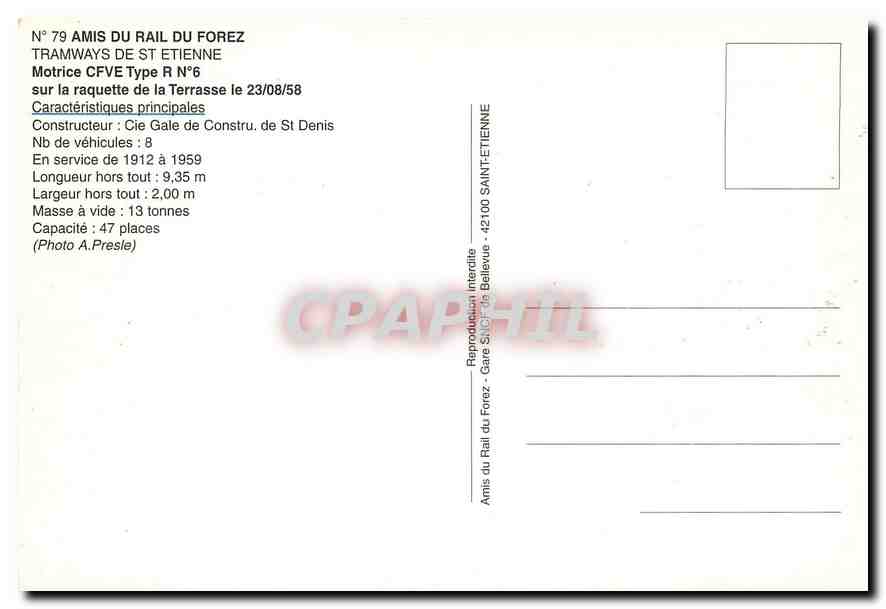 CPM Tramways de St-Étienne — Verso