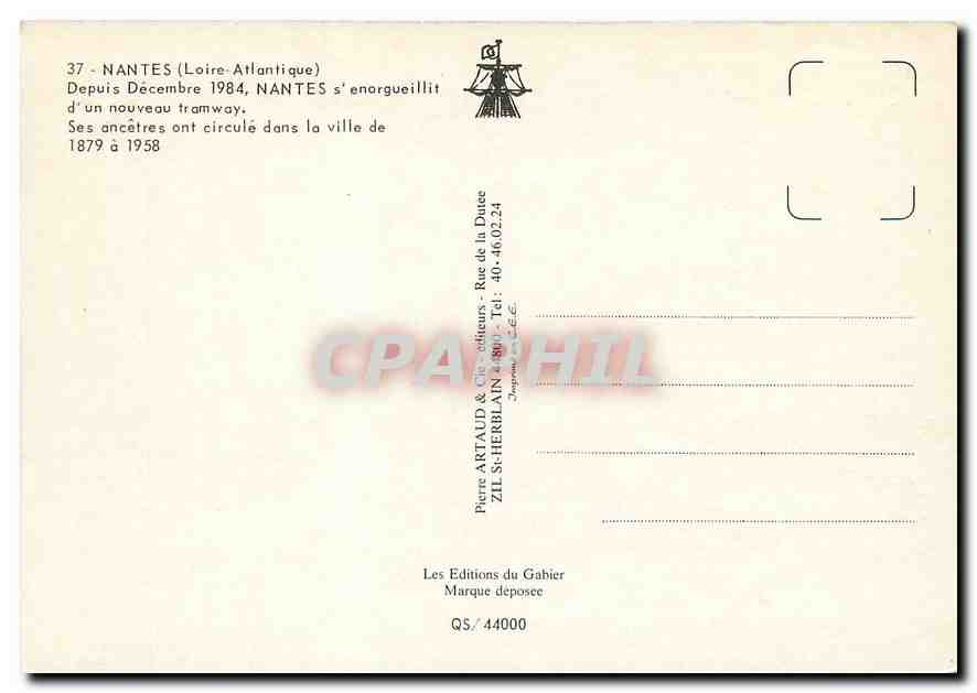 CPM Depuis Décembre 1984 Nantes s'enorgueillit d'un nouveau tramway — Verso