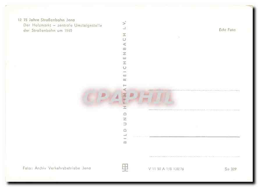 CPM Jahre StraBenbahn Jena Der Holzmarkt zentrale Umsteigestelle 1940 — Verso