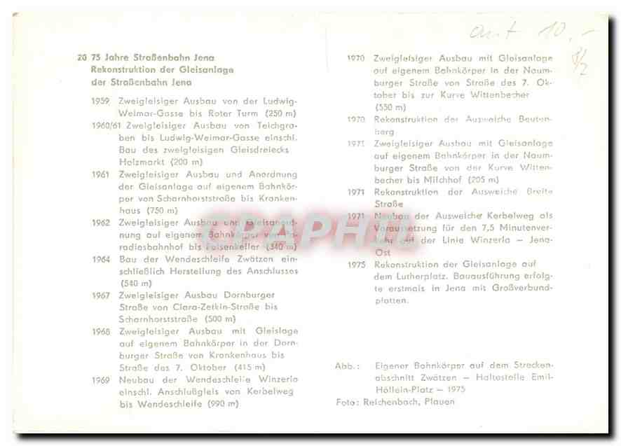 CPM Jahre StraBenbahn Jena Rekonstruktion der Gleisanlage — Verso