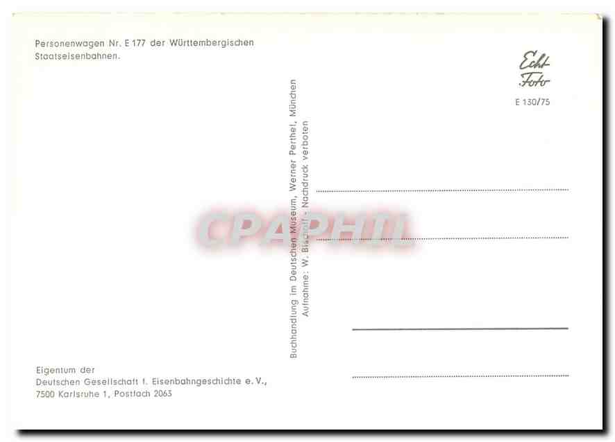 CPM Personenwagen der Wurttembergischen Staatseisenbahnen — Verso
