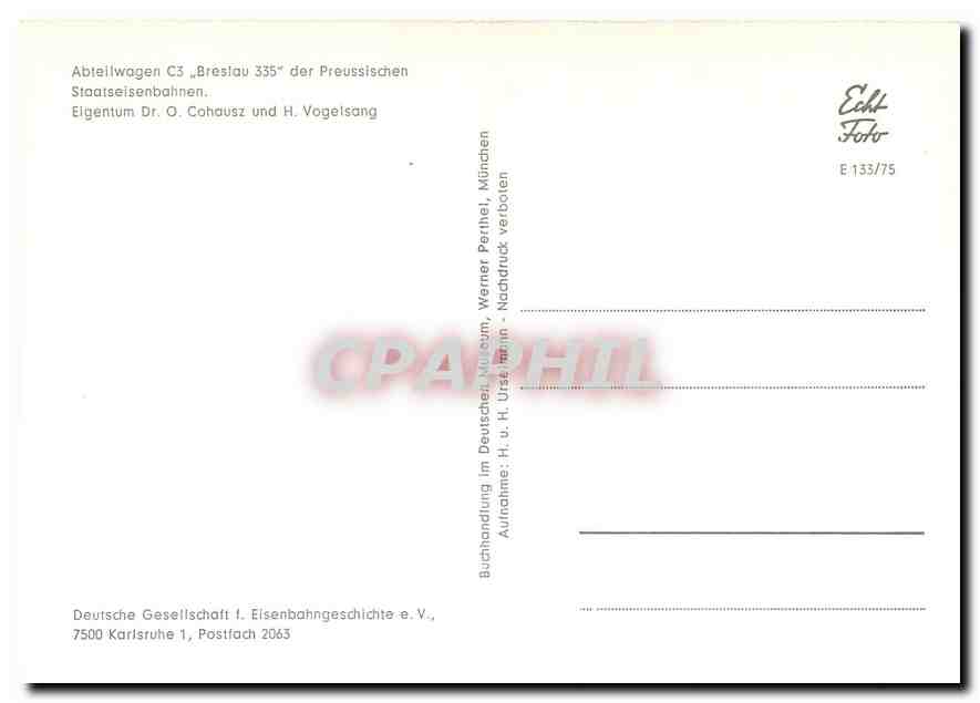 CPM Abteilwagen Breslau der Preussischen Staatseisenbahnen — Verso