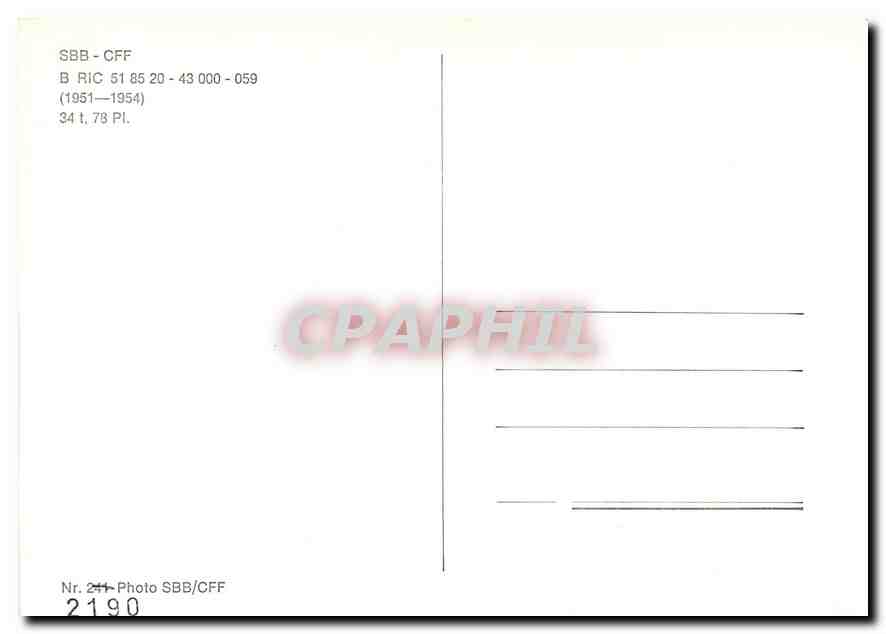CPM Sbb Cff B Ric 1934-1954 — Verso