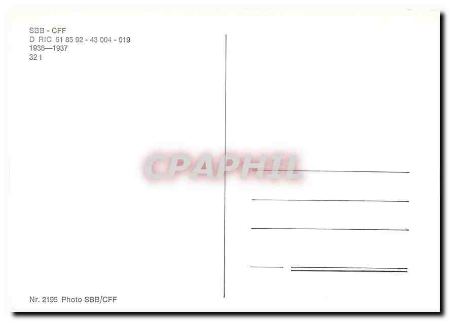 CPM Sbb Cff D Ric 1936-1937 — Verso