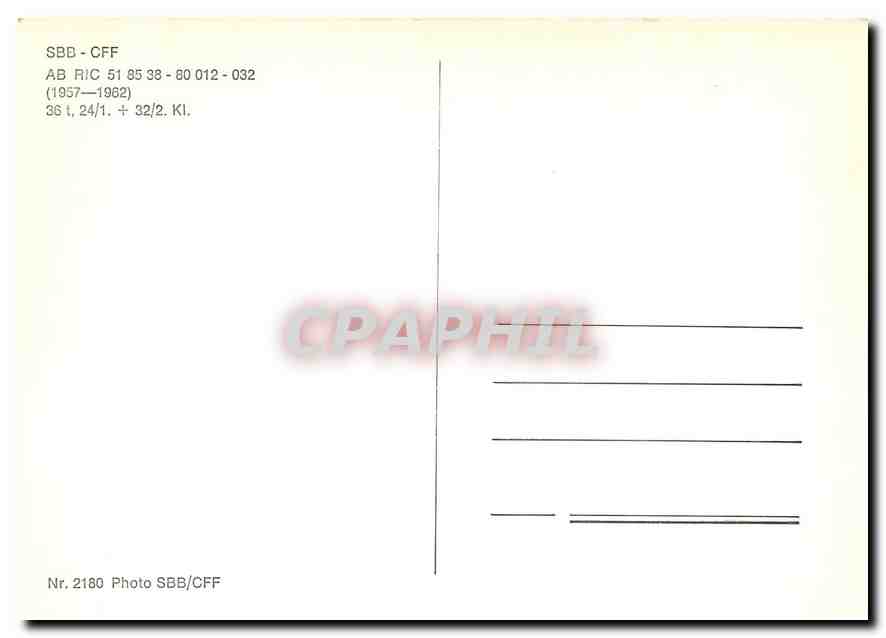 CPM Sbb Cff Ab Ric 1957-1962 — Verso