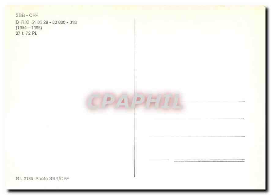 CPM Sbb Cff B Ric 1954-1955 — Verso