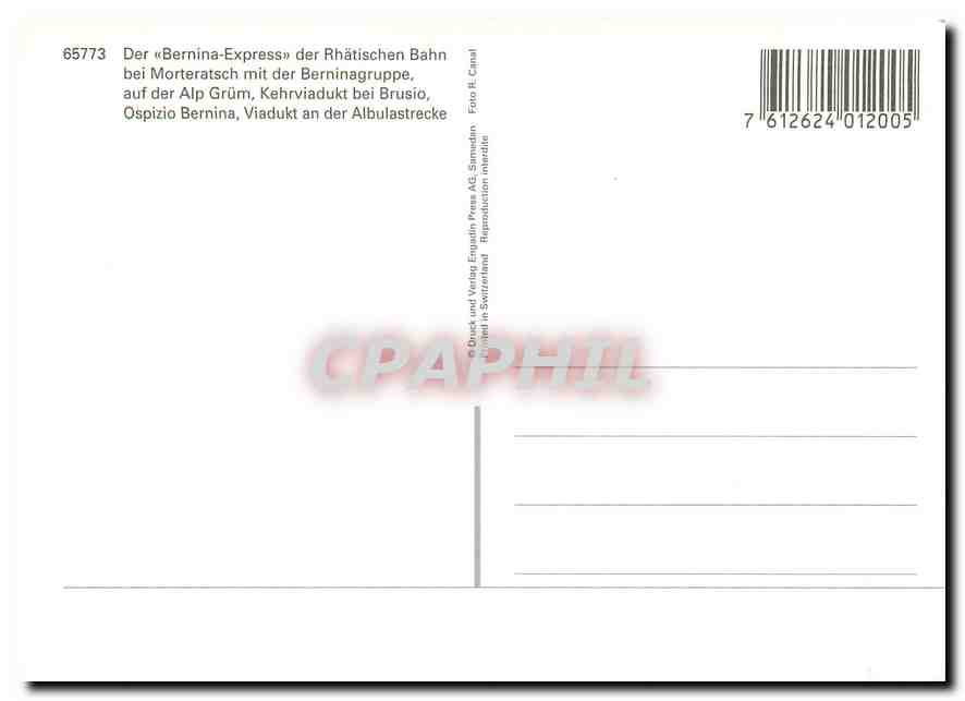 CPM Der Bernina Express der Rhatischen Bahn — Verso
