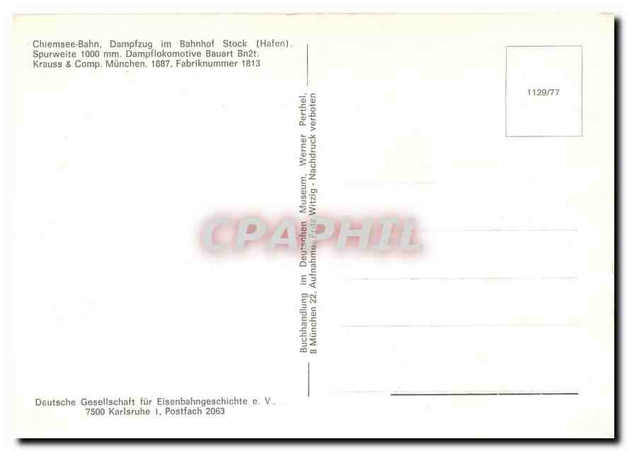 CPM Chiemsee Bahn Dampfzug im Bahnhof Stock Hafen — Verso