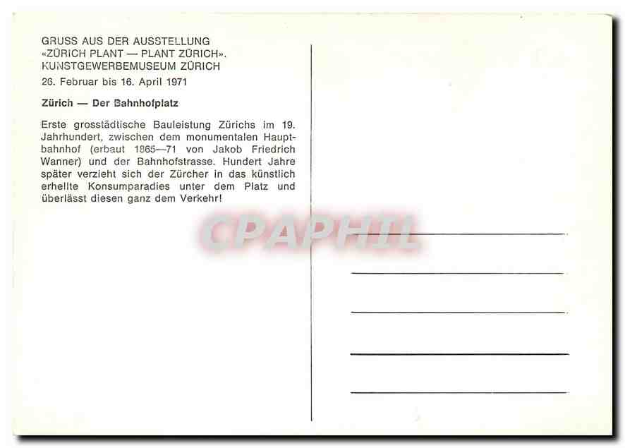 CPM Zurich Der Bahnhofplatz  — Verso