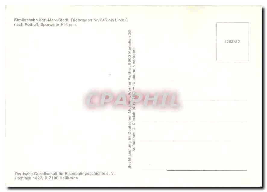 CPM StraBenbahn Karl Marx Stadt Triebwagen — Verso