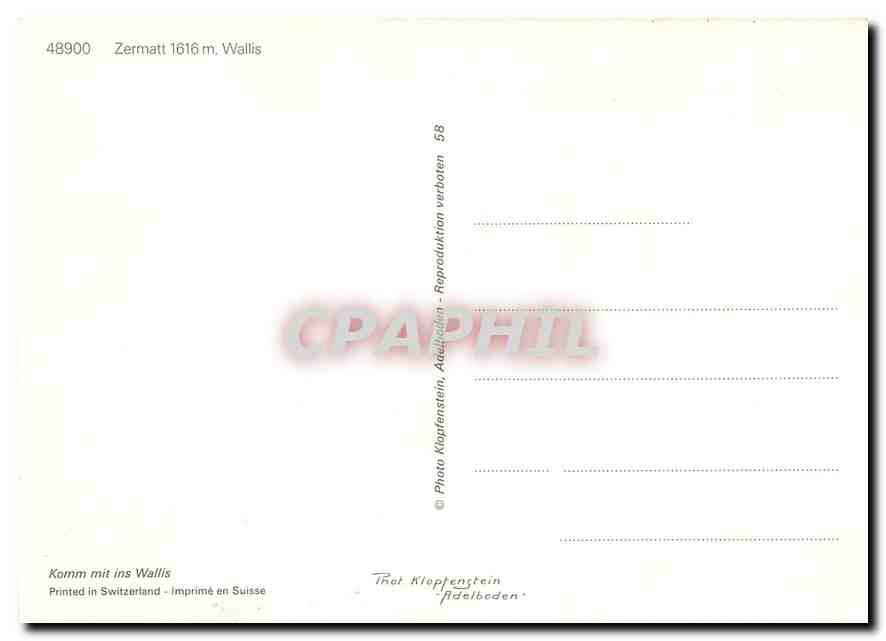 CPM Zermatt Wallis — Verso