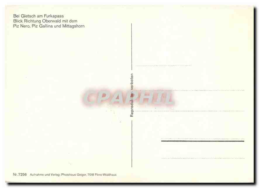 CPM Bei Gletsch am Furkapass — Verso