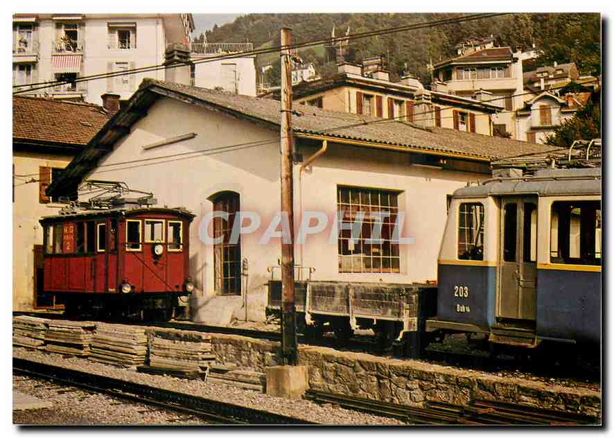 CPM Locomotive MGI et automotrice GN pour la pousse de wagons de marchandises Glion