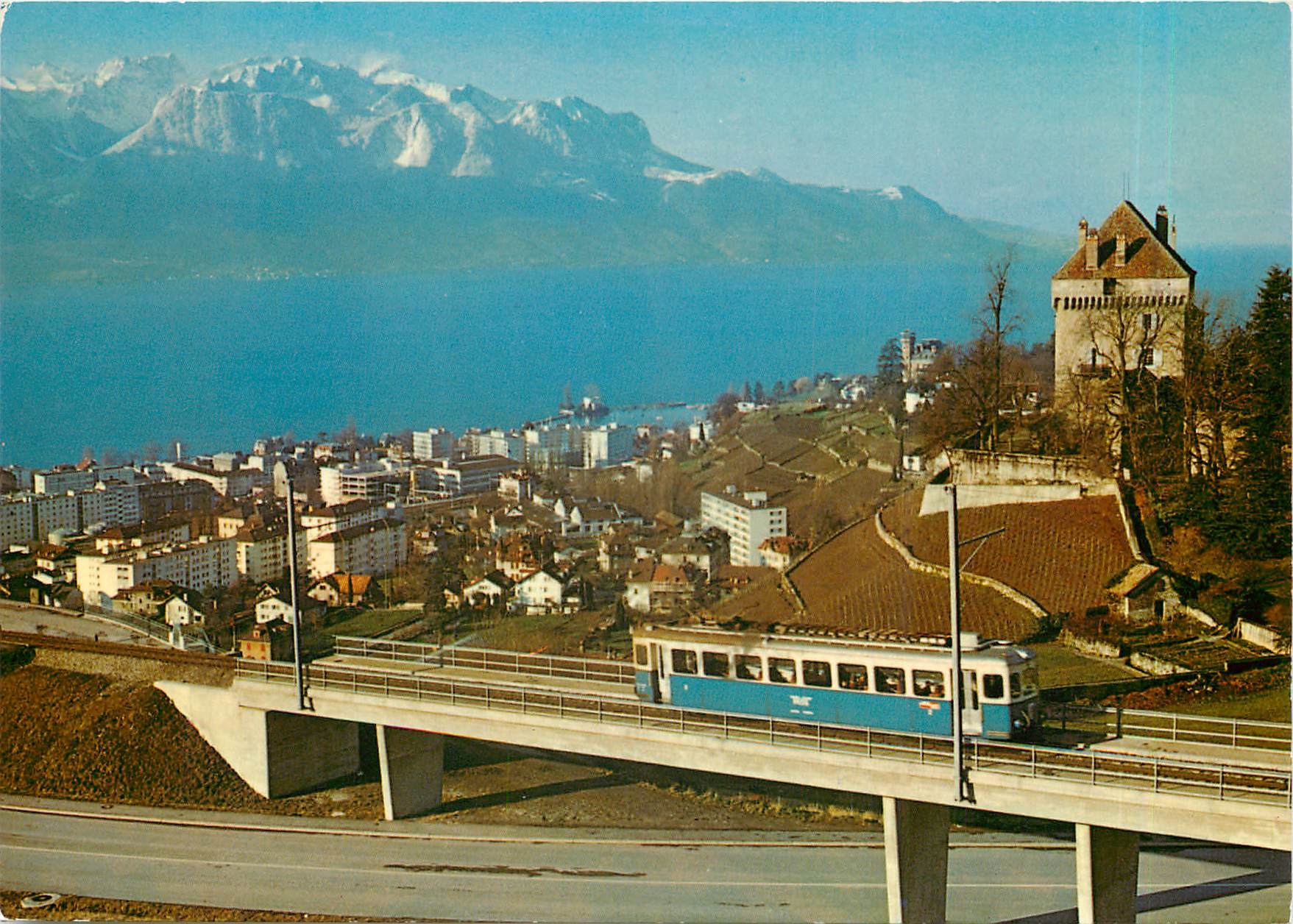 CPM Train MOB Clarens près du Montreux château du Châtelard