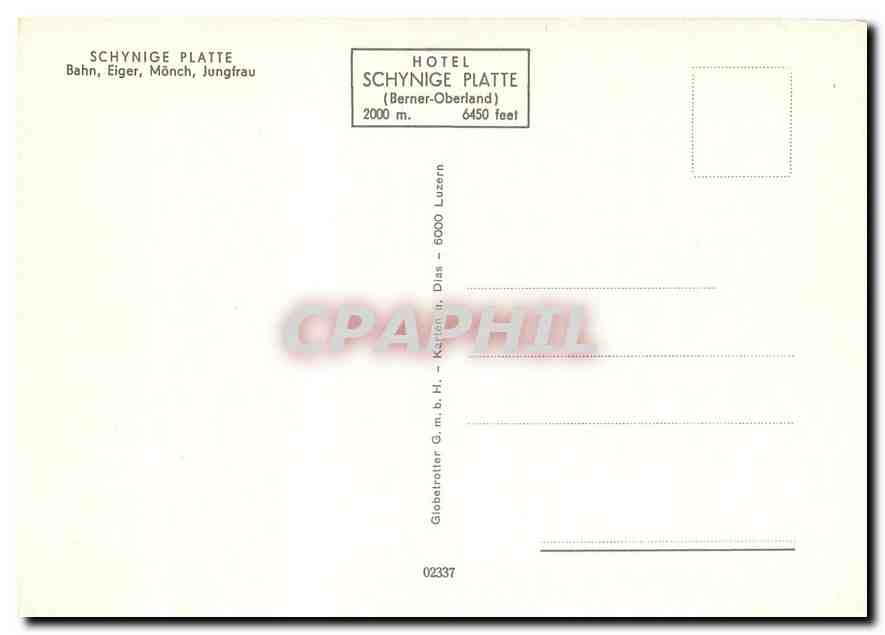 CPM Schynige Platte Bahn Eiger Monch Jungfrau — Verso