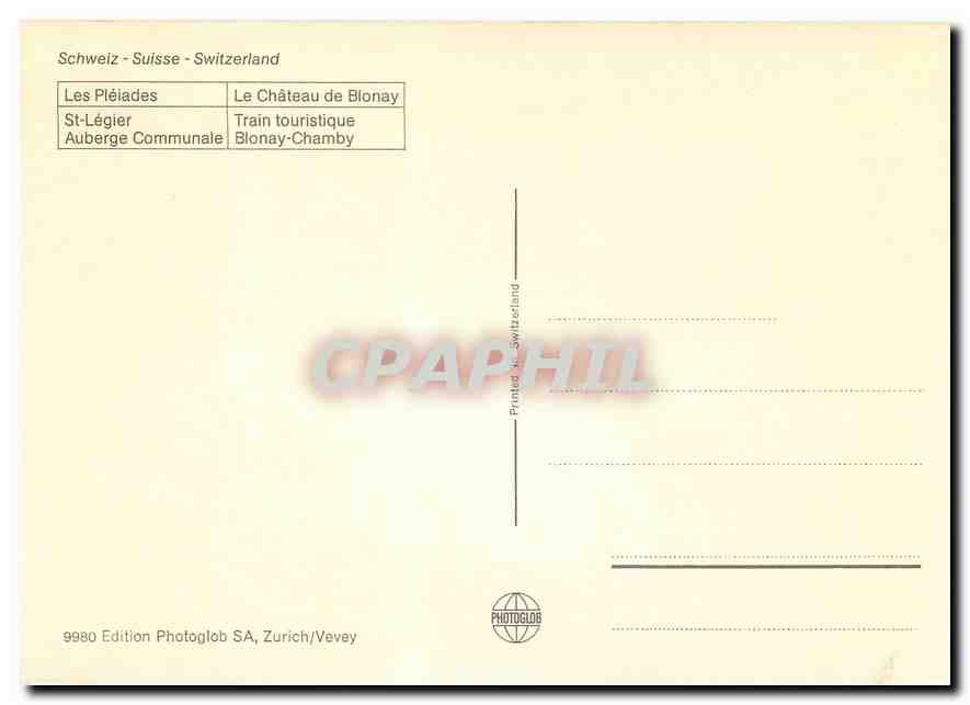 CPM Train Touristique Blonay Chamby — Verso