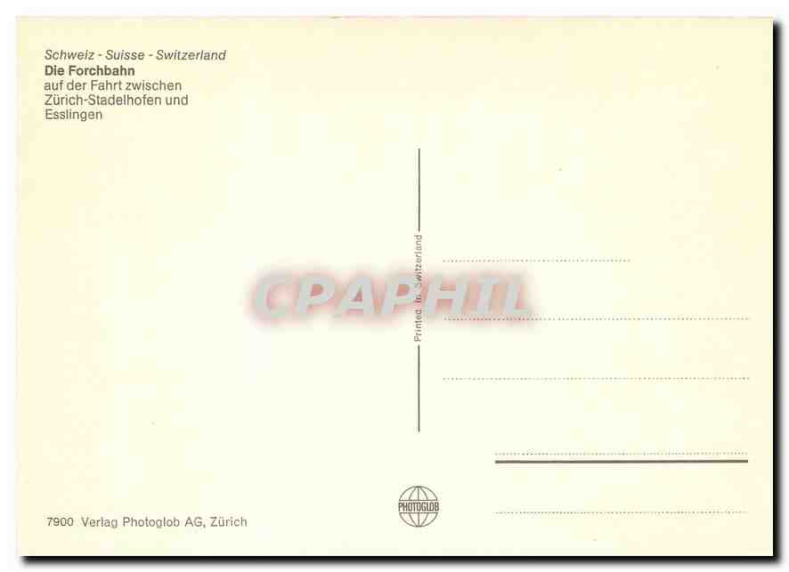 CPM Die Forchbahn Zurich Stadelhofen und Esslingen — Verso