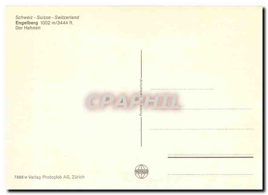 CPM Schweiz Engelberg Der Hahnen — Verso