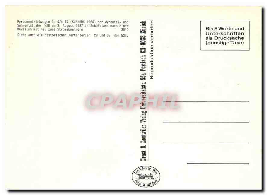 CPM Personentriebwagen Be der Wynental — Verso