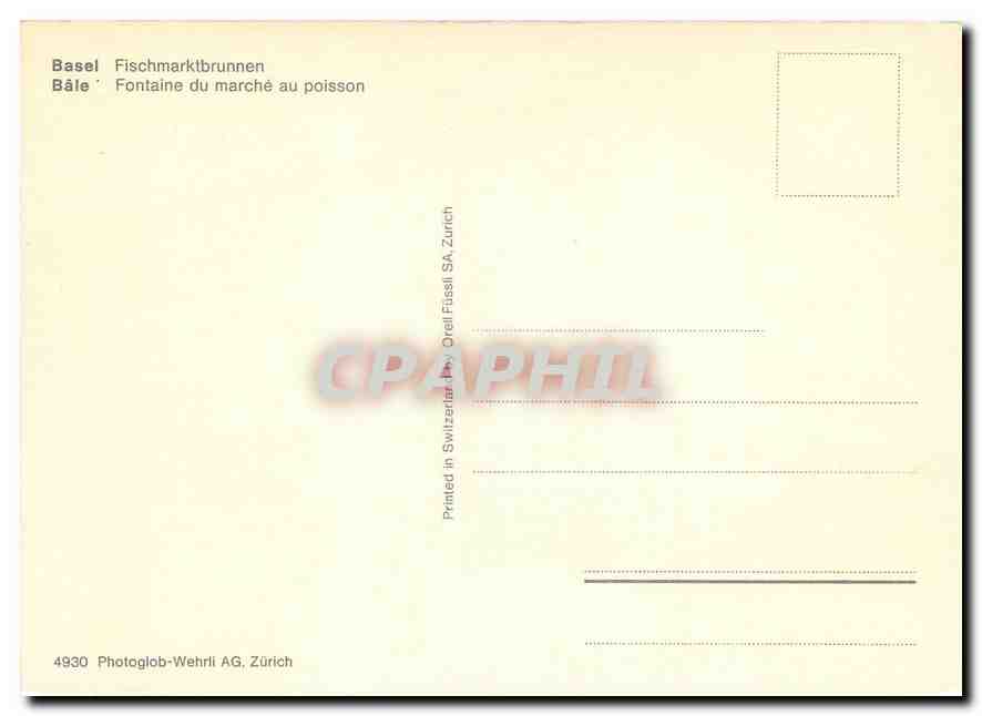 CPM Bâle fontaine du marché au poisson — Verso
