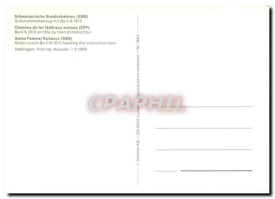 CPM Chemin de fer fédéraux suisses — Verso