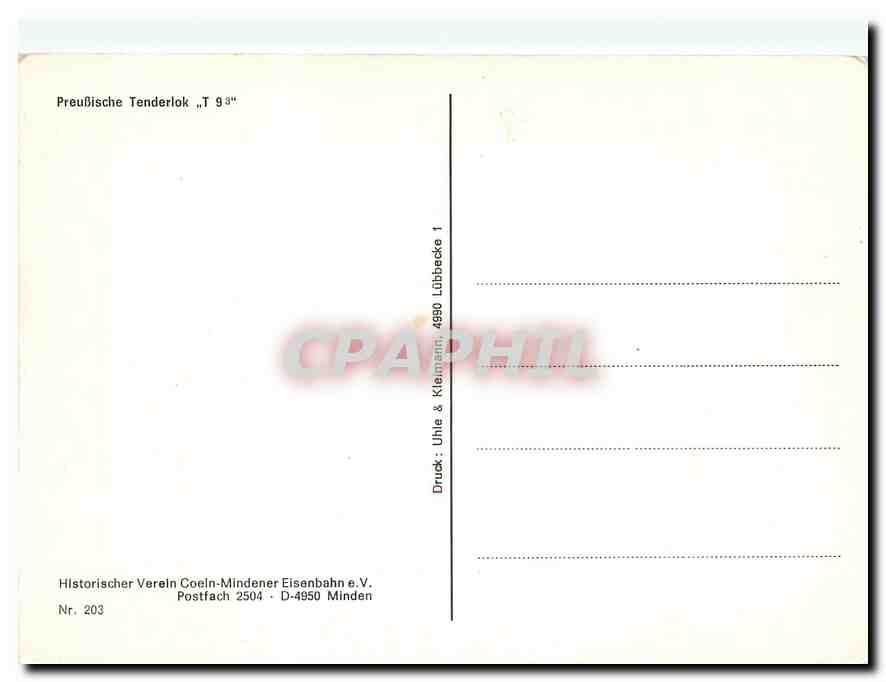 CPM PreuBische Tenderlok — Verso