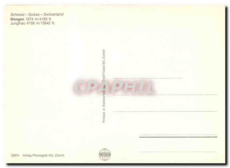 CPM Wengen Jungfrau — Verso