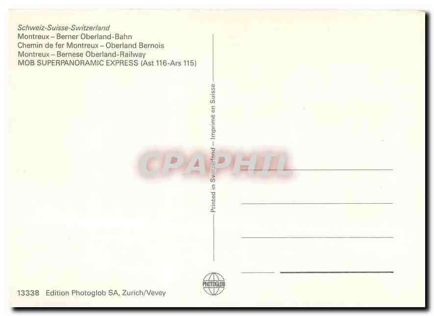 CPM Chemin de fer Montreux Oberland Bernois — Verso