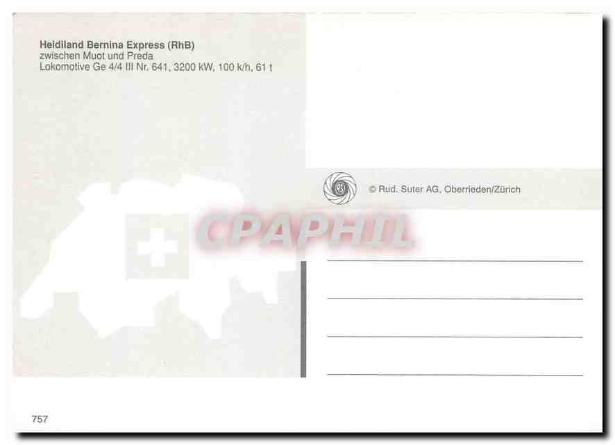 CPM Heidiland Bernina Express zwischen Muot und Preda — Verso